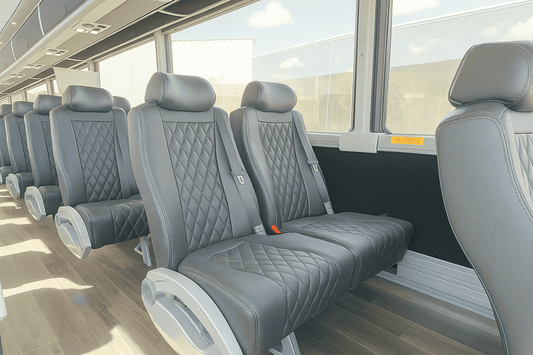interior of Roswell Coach Bus Service charter bus