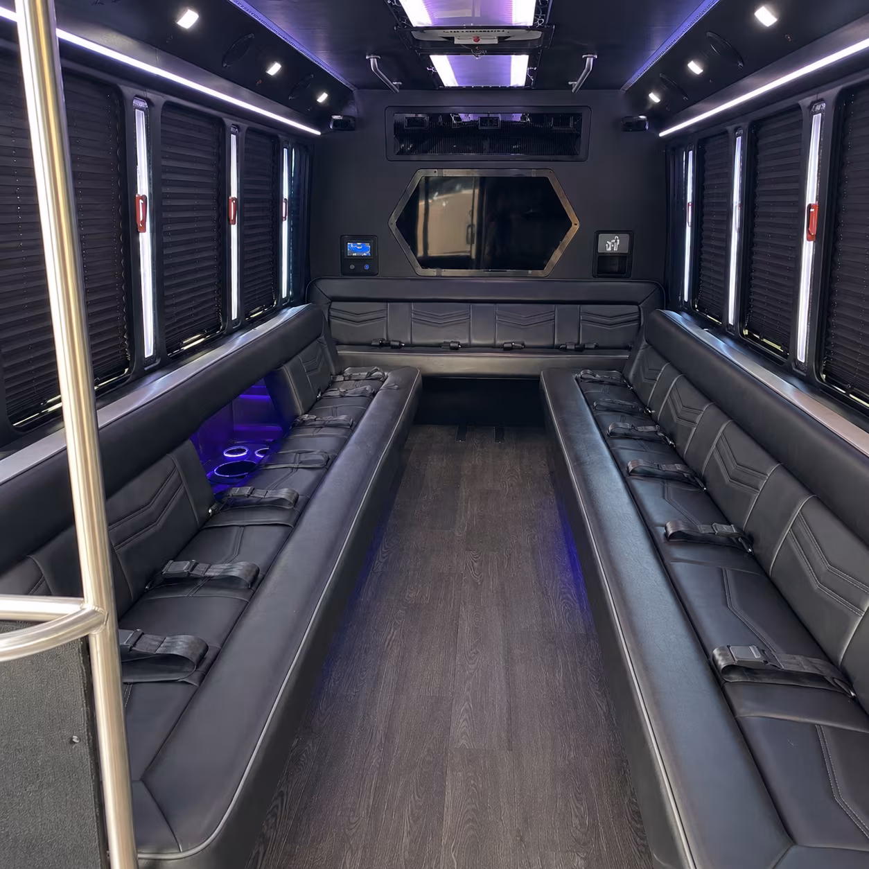 roswell 18 passenger party bus interior