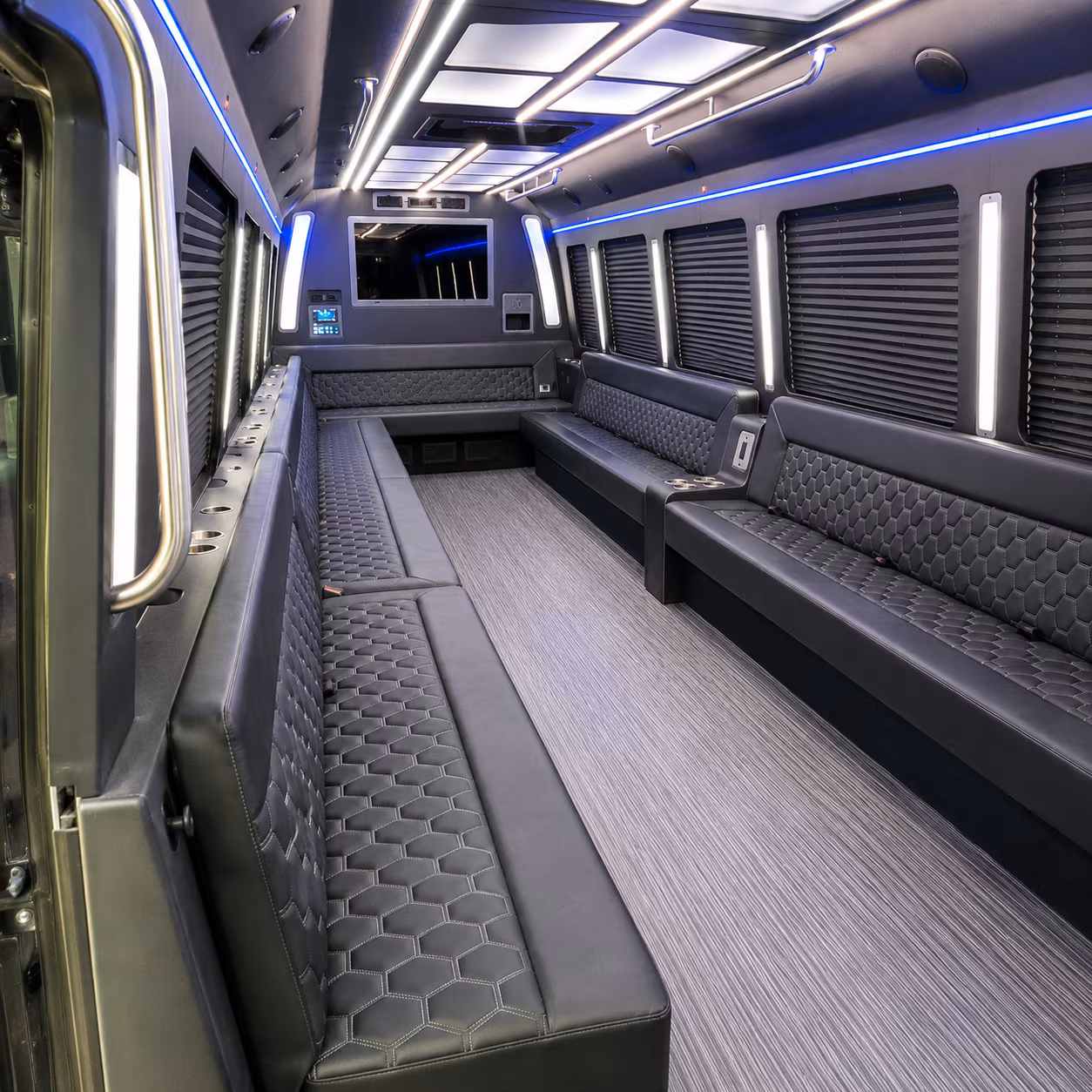 roswell 40 passenger party bus interior