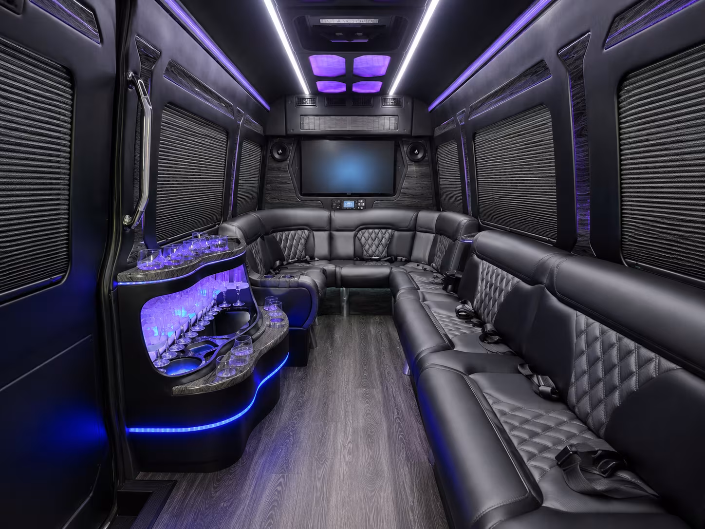 roswell 50 passenger party bus inside